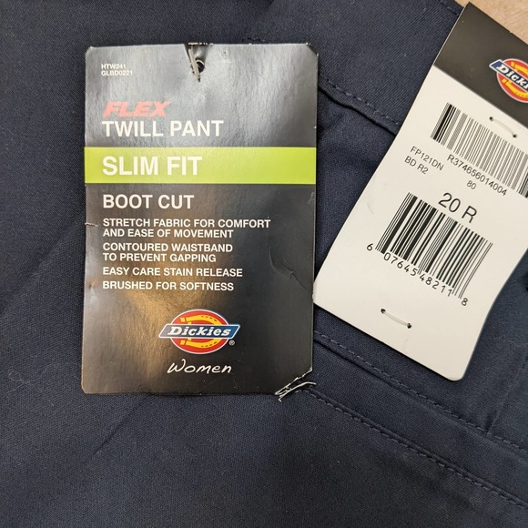 Dickies Women's Navy Flex Twill Pant Slim Fit Boot Cut Size 20R NWT - Picture 6 of 6